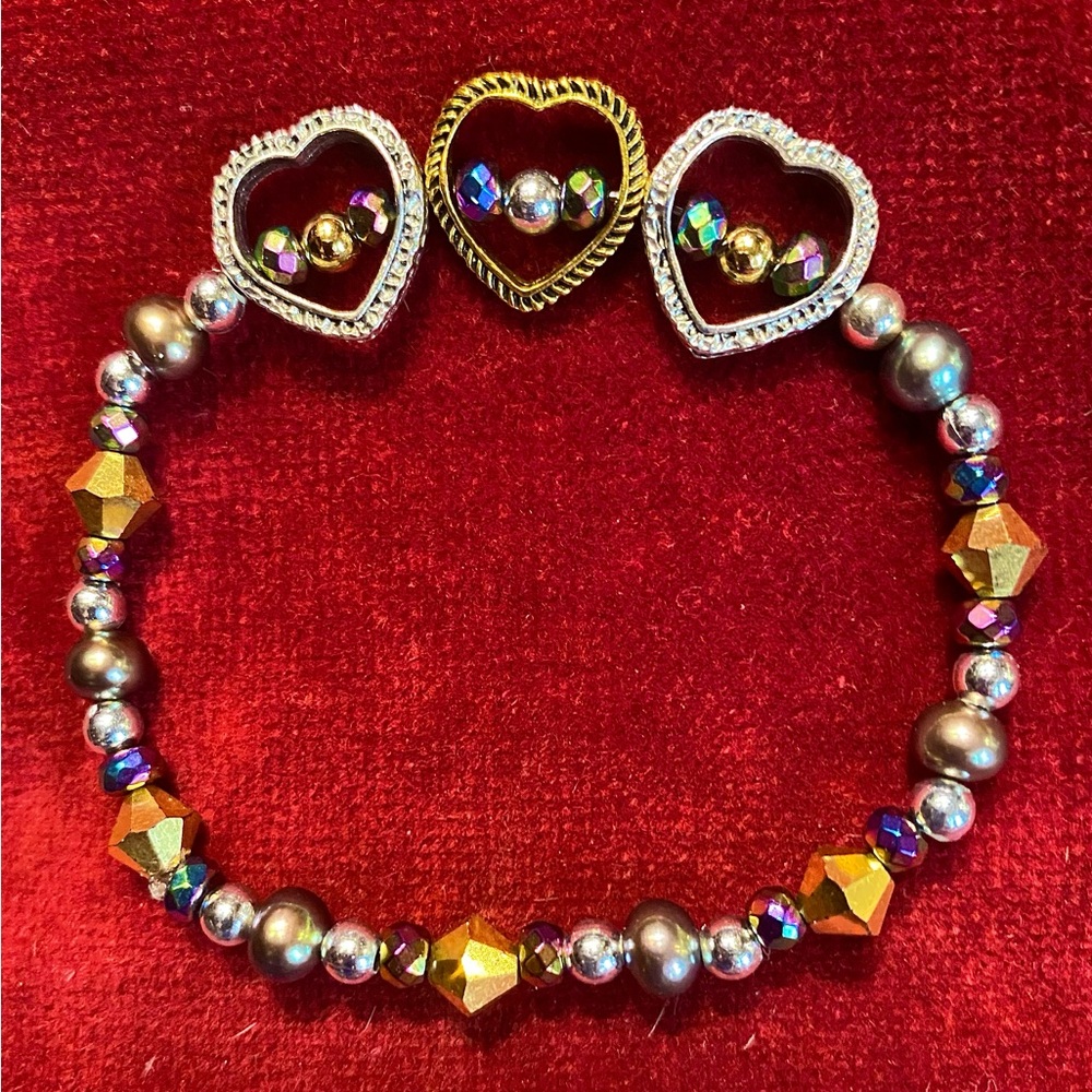 SHOJ “Three Times a Charm” Peacock Pearl Bracelet